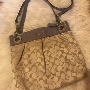 Authentic lavender and tan coach bag